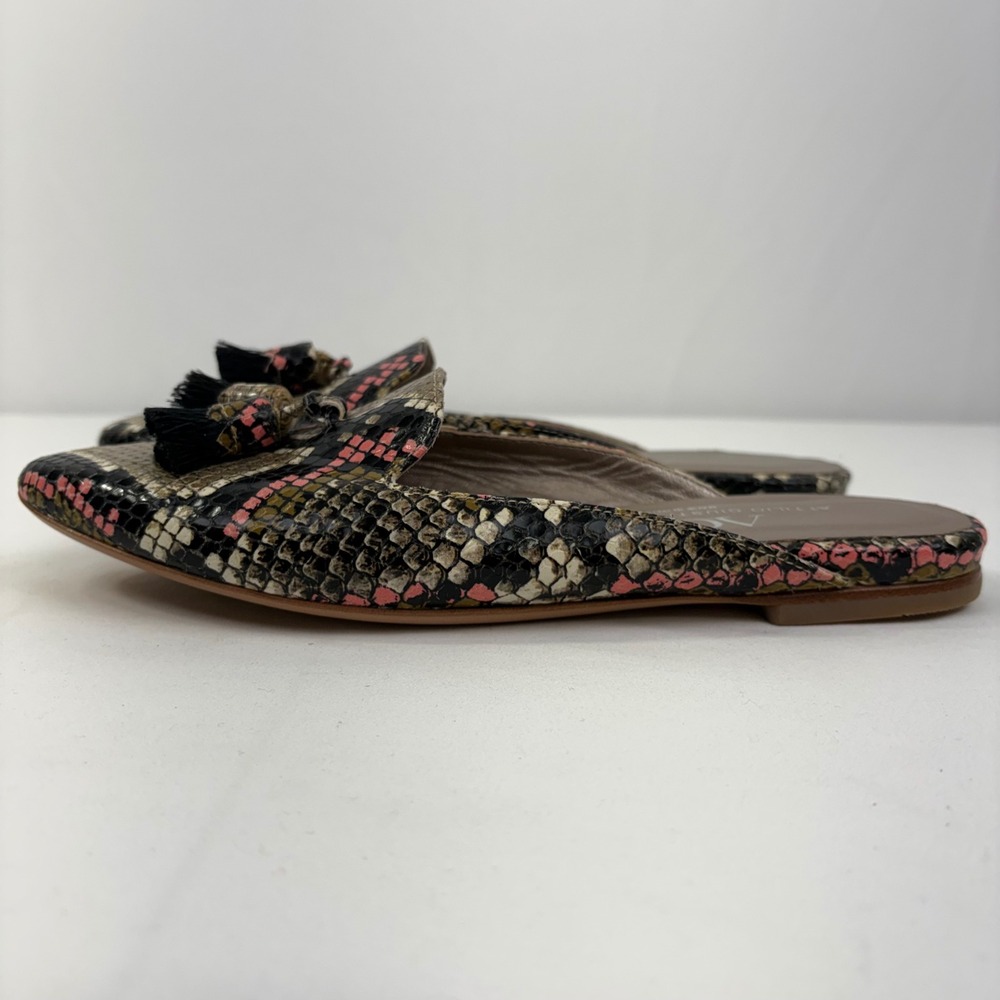 AGL Attilio Giusti Leombruni Python Tassel Mules Pink Black Leather 38.5 8.5
